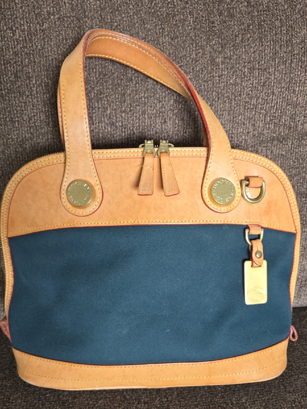 Dooney & Bourke Hunter Green and Tan Leather Satchel